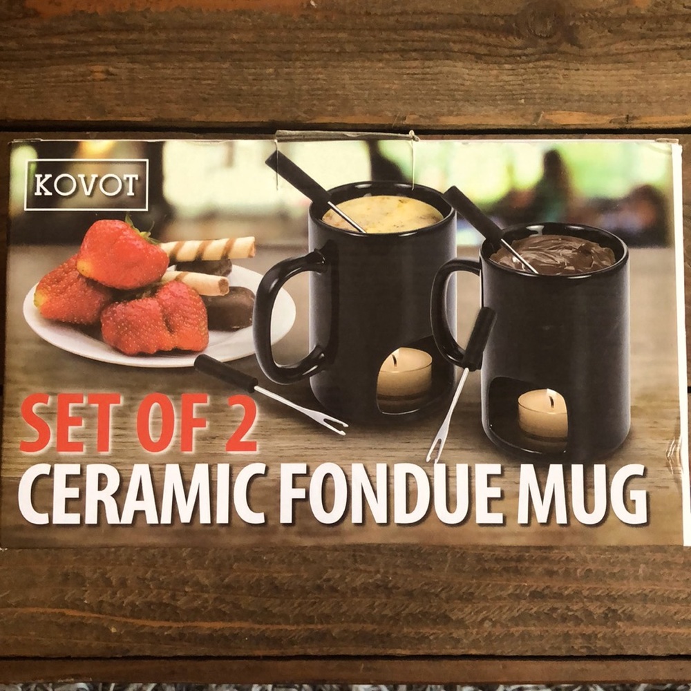 NIB Kovot Ceramic Fondue Mug Set (2 mugs)